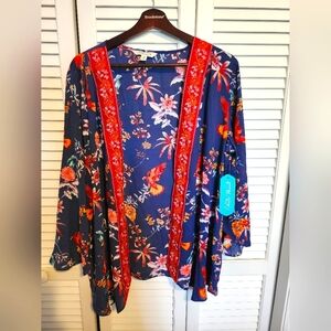 The Pioneer Woman NWT floral long sleeve tunic size S/M. Blue and Red.